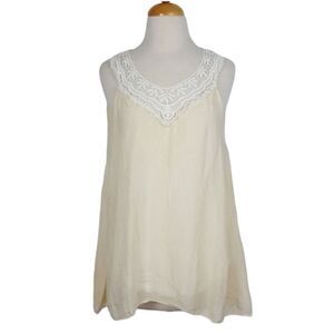 Ambra Made in Italy Top Beige 100%‎ Silk Size Small Bohemian Romantic Lag…